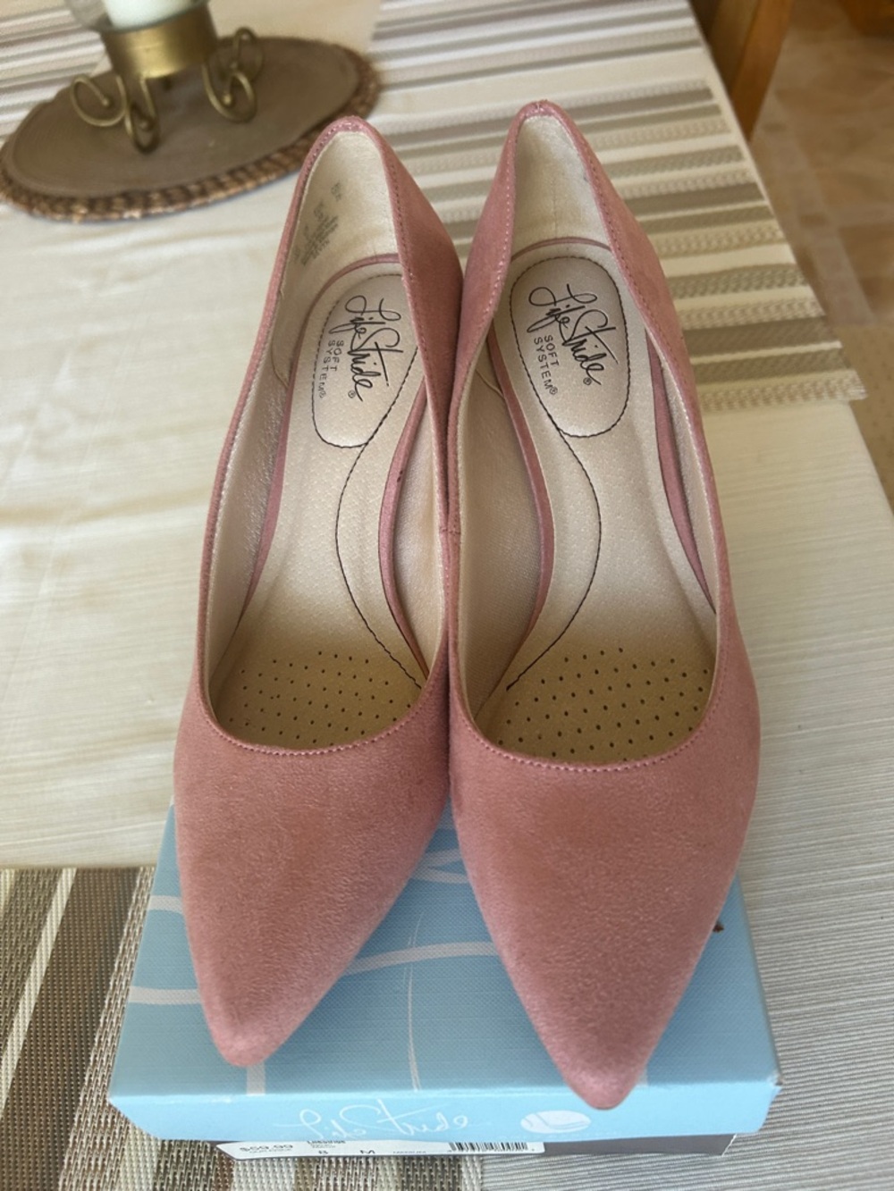 Life Stride Pink Suede Pointed-Toe Heels